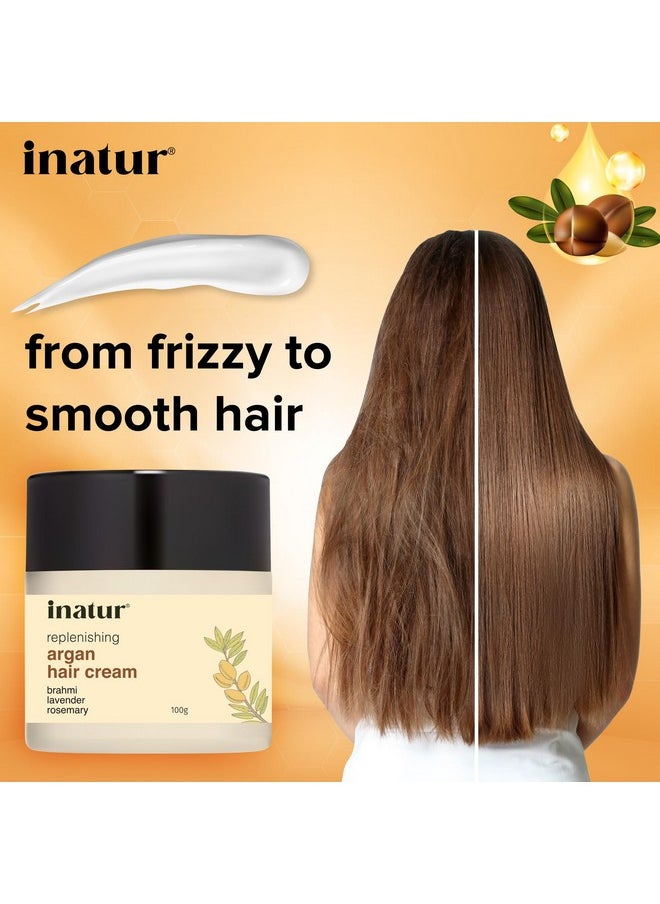 INATUR Argan Oil Hair Cream For Frizzy Hair | Daily Styling, Frizz Control, Natural & Vegan | Hair Cream For Women | Hair Cream For Men Daily Use | Smooths And Nourishes | 100G  - Image 4