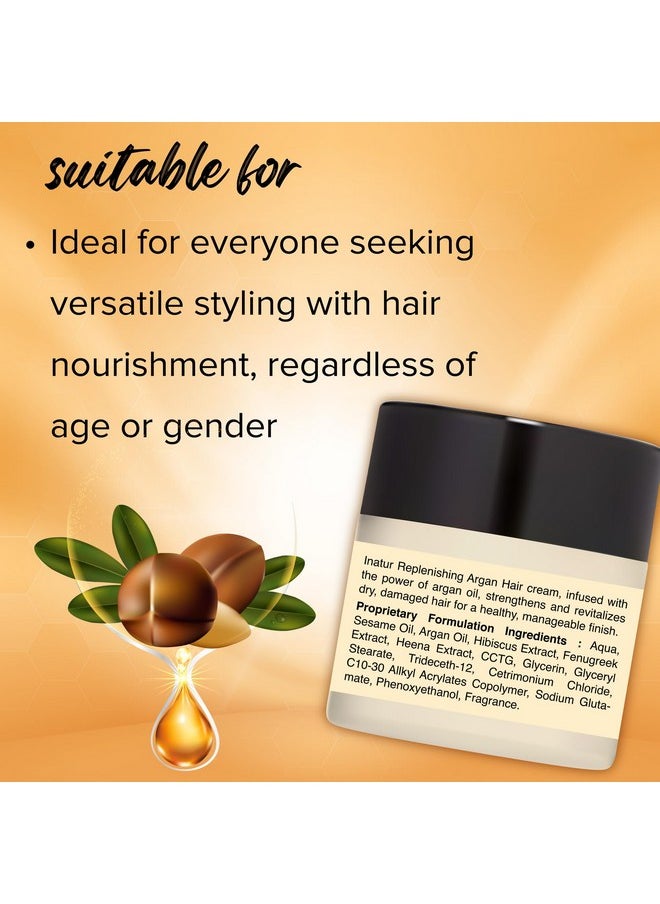 INATUR Argan Oil Hair Cream For Frizzy Hair | Daily Styling, Frizz Control, Natural & Vegan | Hair Cream For Women | Hair Cream For Men Daily Use | Smooths And Nourishes | 100G  - Image 3