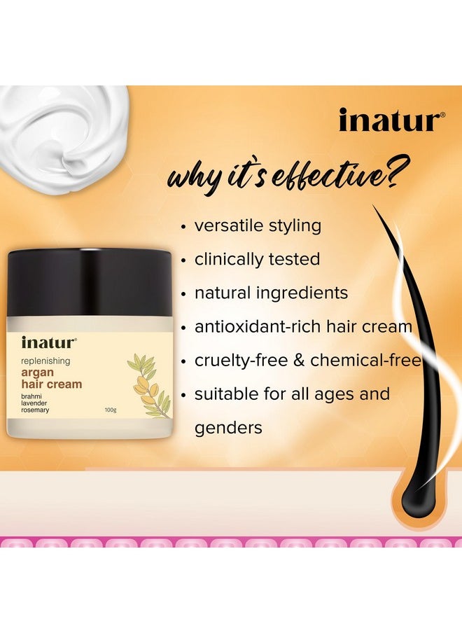 INATUR Argan Oil Hair Cream For Frizzy Hair | Daily Styling, Frizz Control, Natural & Vegan | Hair Cream For Women | Hair Cream For Men Daily Use | Smooths And Nourishes | 100G  - Image 2