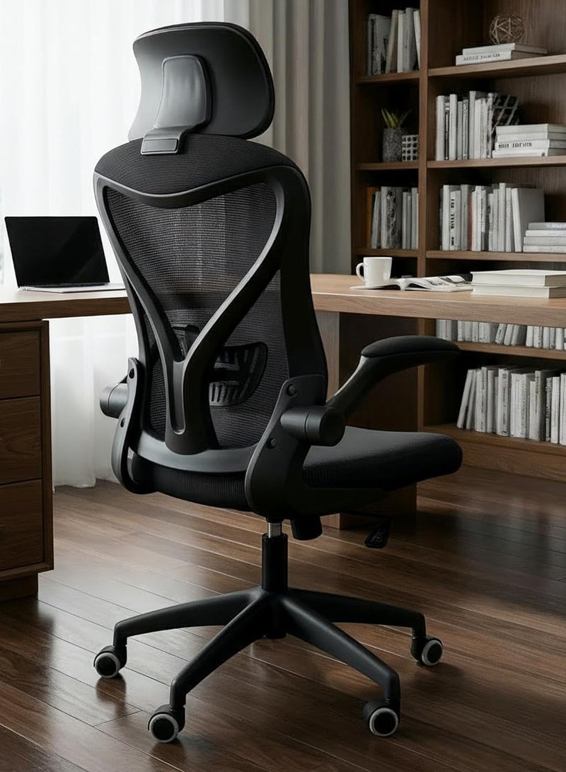 DROGO premium Ergonomic Office Chair for Work from Home, High Back Computer Chair with Mesh, Flip-up Armrest, Recline, Adjustable Seat & Lumbar Support | Mesh Chair for Office - Image 1