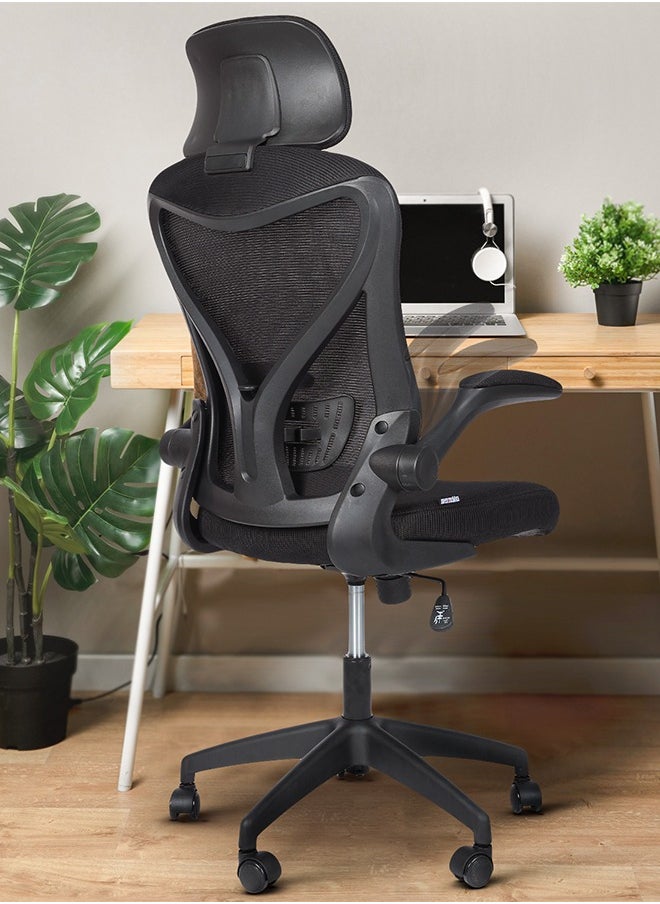 DROGO DROGO premium Ergonomic Office Chair for Work from Home, High Back Computer Chair with Mesh, Flip-up Armrest, Recline, Adjustable Seat & Lumbar Support | Mesh Chair for Office  - Image 1