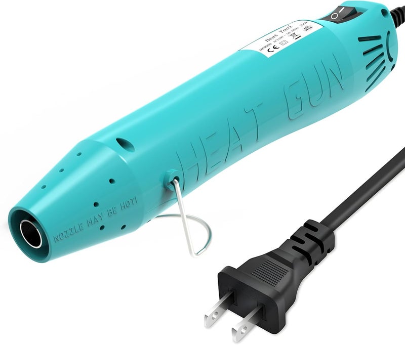 QST EXPRESS Heat Gun, Mini Heat Gun for Shrink Tubing, for DIY Crafts, 300W Heat Air Gun with Reflector Nozzle, Shrink Wrap Gun Tool for Packaging PVC, Drying Paint, Clay - green - Image 1