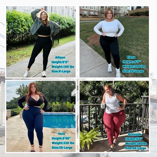 MOREFEEL Plus Size Leggings for Women-Stretchy X-Large-4X Tummy Control High Waist Spandex Workout Black Yoga Pants - Image 4