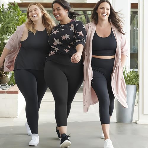 MOREFEEL Plus Size Leggings for Women-Stretchy X-Large-4X Tummy Control High Waist Spandex Workout Black Yoga Pants - Image 3