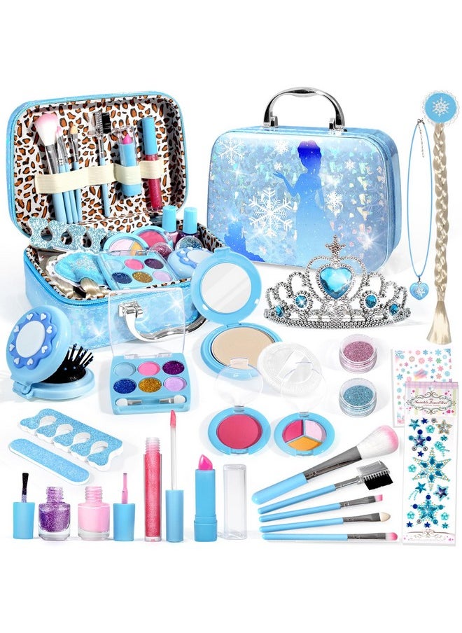 INNOCHEER - Kids Makeup Kit For Girl Toys, Frozen Makeup Set For Girls, Real Washable Makeup Kit For Girls, Birthday Christmas Princess Gifts For Girls Kids Toddlers Age 3 4 5 6 7 8 9 10 11 12 Year Old - Image 1