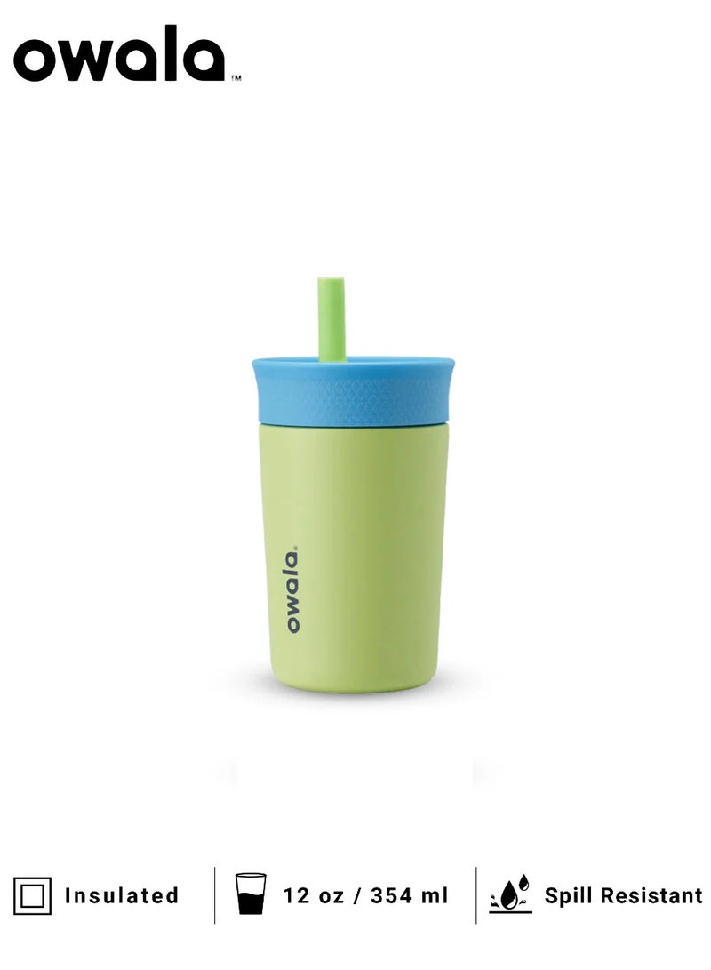 12OZ الأطفال العزل الفولاذ المقاوم للصدأ القش المرن المقاوم للانسكاب، سهل التنظيف، الأطفال زجاجة المياه، عظيم للسفر، غسالة الأطباق آمنة - Image 1
