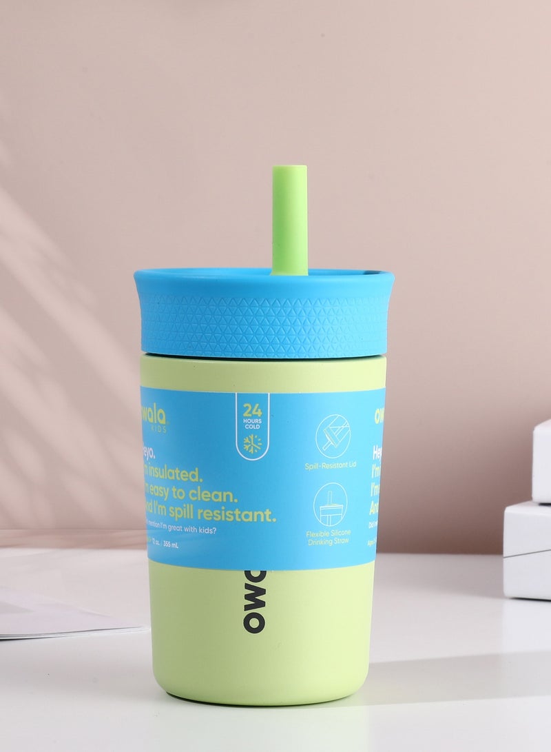 12OZ الأطفال العزل الفولاذ المقاوم للصدأ القش المرن المقاوم للانسكاب، سهل التنظيف، الأطفال زجاجة المياه، عظيم للسفر، غسالة الأطباق آمنة - Image 3