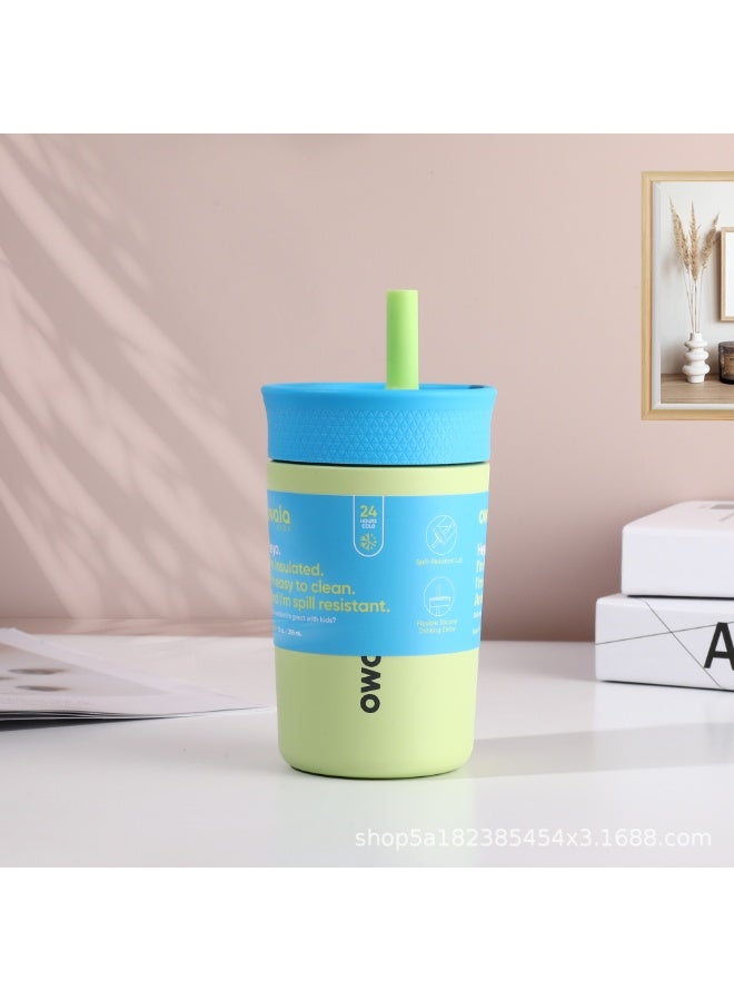 12OZ الأطفال العزل الفولاذ المقاوم للصدأ القش المرن المقاوم للانسكاب، سهل التنظيف، الأطفال زجاجة المياه، عظيم للسفر، غسالة الأطباق آمنة - Image 4
