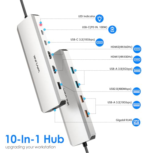 WAVLINK Laptop Docking Station WAVLINK 10Gbps Docking Station with Dual HDMI 100W PD in 10Gbps USBAC 32 5Gbps USBA USB20 Gigabit Ethernet for DellHPLenovo etc Windows Systerm Computer Only - Image 3