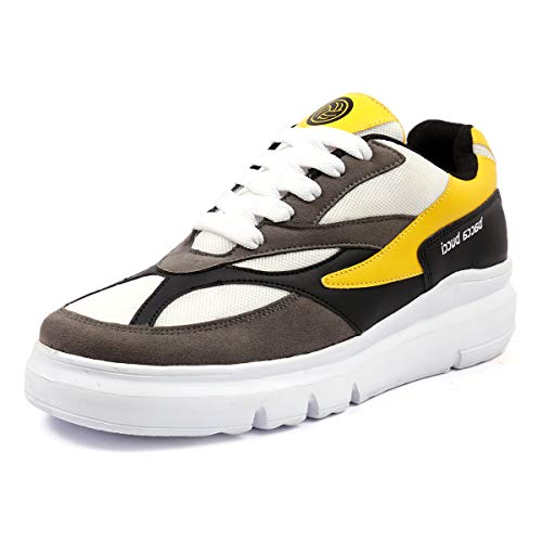 Bacca Bucci® Men's Urban Retro Blocked Fashion Sneaker/Sports for Walking, Party,Shopping,Running & Fun- Yellow:Grey, Size UK7 - Image 1