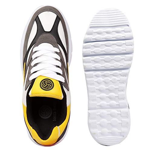 Bacca Bucci® Men's Urban Retro Blocked Fashion Sneaker/Sports for Walking, Party,Shopping,Running & Fun- Yellow:Grey, Size UK7 - Image 5