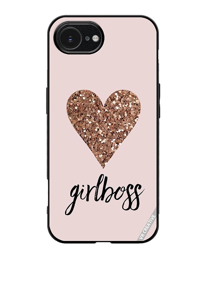 Protective Case Cover For Apple iPhone 16e Girl Boss Golden Gloss Heart Design Multicolour
