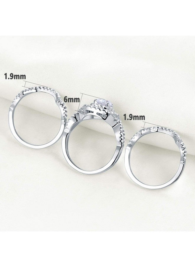 Newshe Jewellery Newshe Engagement Rings Wedding Sets For Women 925 Sterling Silver 3Pcs 2.3Ct White Aaaaa Cz Size 11 - Image 3