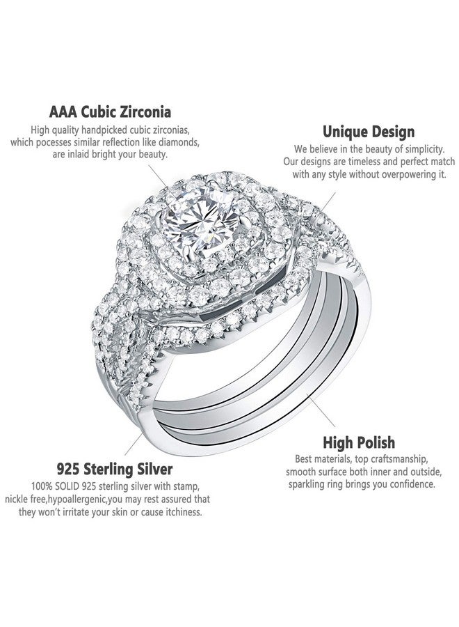 Newshe Jewellery Newshe Engagement Rings Wedding Sets For Women 925 Sterling Silver 3Pcs 2.3Ct White Aaaaa Cz Size 11 - Image 4