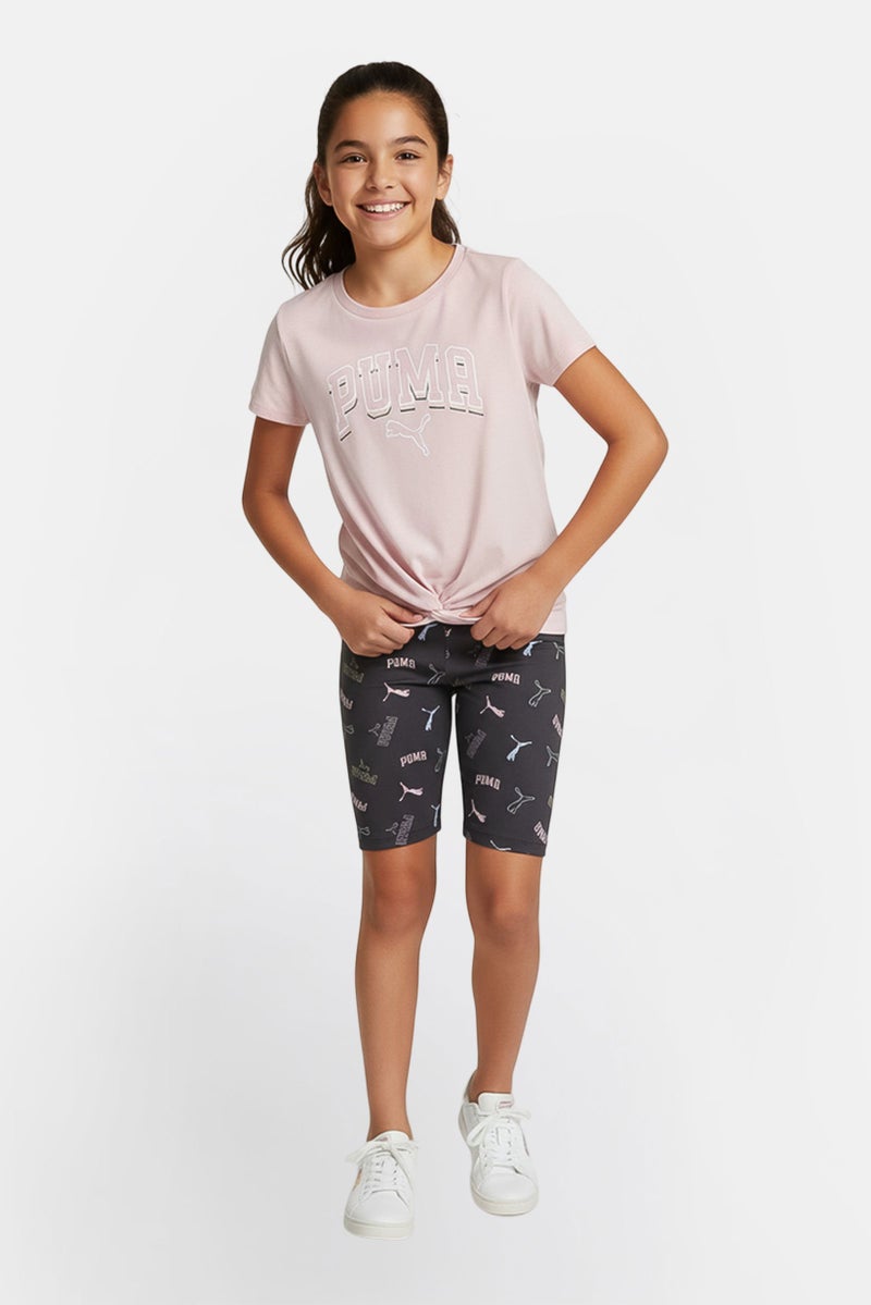 PUMA Kids Girl 2 Pieces Brand Logo Top And Shorts Set, Multicolor - Image 1