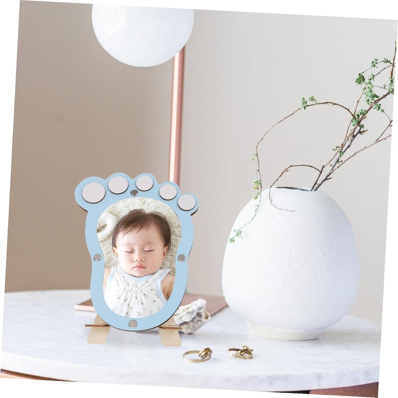 GALPADA Footprint Photo Frame for Newborn Boys Unique Growth Record Keepsake Frame in Light Blue for Nursery and Shower - Image 4