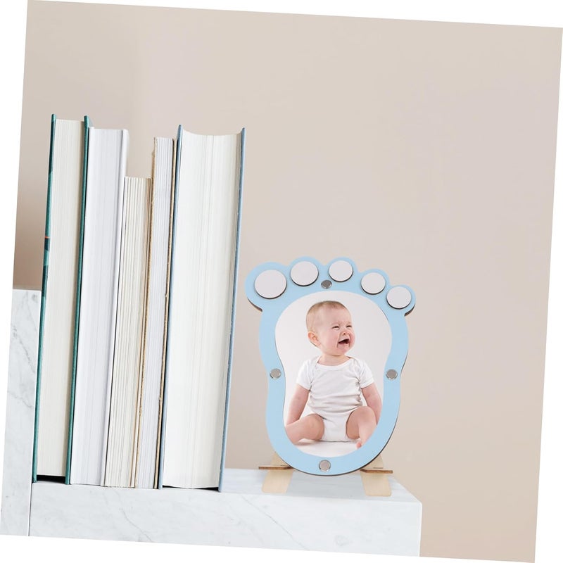 GALPADA Footprint Photo Frame for Newborn Boys Unique Growth Record Keepsake Frame in Light Blue for Nursery and Shower - Image 5