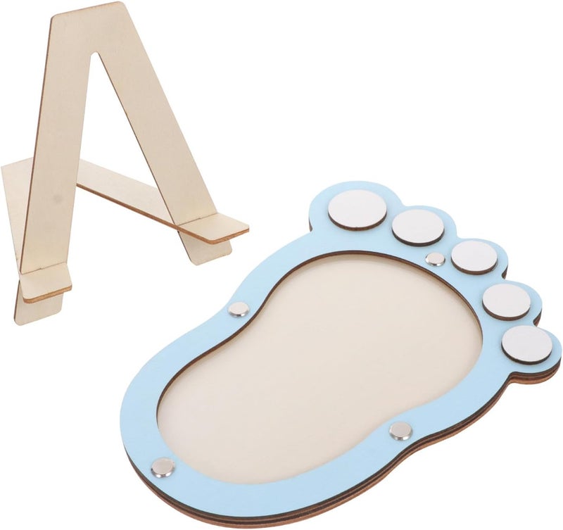 GALPADA Footprint Photo Frame for Newborn Boys Unique Growth Record Keepsake Frame in Light Blue for Nursery and Shower - Image 1