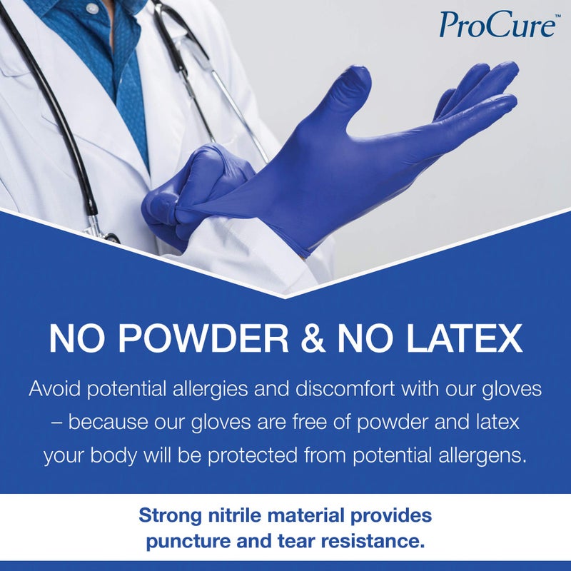 ProCure [200 Count Disposable Nitrile Gloves Large - Powder Free, Rubber Latex Free, Medical Exam Grade, Non Sterile, Ambidextrous - Soft with Textured Tips - Cool Blue - Image 5