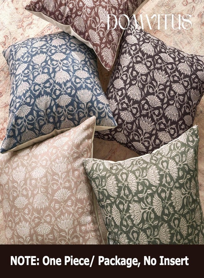 DOMVITUS Floral Pillow Covers 18x18 Decorative Throw Pillow Covers Floral Block Print Farmhouse Vintage Pillow Cover for Living Room Couch Bed Black 1PC - Image 5