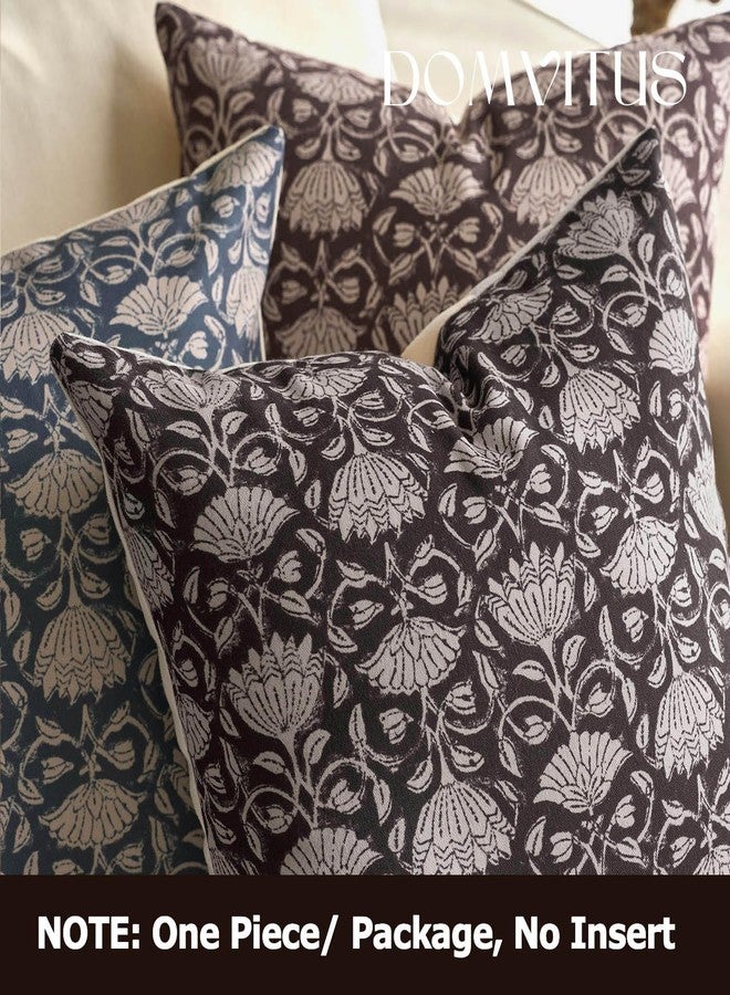 DOMVITUS Floral Pillow Covers 18x18 Decorative Throw Pillow Covers Floral Block Print Farmhouse Vintage Pillow Cover for Living Room Couch Bed Black 1PC - Image 4