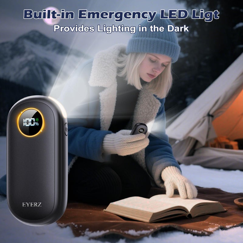 EYERZ Rechargeable Hand Warmers, Dual-Sided Electric Hand Warmers with LED Display & Flashlight, 4 Levels Fast Heat, Portable Handwarmers for Christmas, Hunting Essentials, Camping, Gift for Men, Women - Image 5