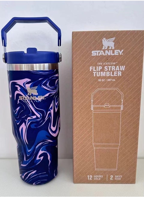 STANLEY IceFlow Stainless Steel Tumbler with Straw, Vacuum Insulated Water Bottle for Home, Office or Car, Reusable Cup with Straw Leak Resistant Flip 30oz