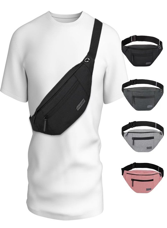 MAXTOP Large Crossbody Fanny Pack with 4-Zipper Pockets,Gifts for Enjoy Sports Festival Workout Traveling Running Casual Hands-Free Wallets Waist Pack Phone Bag Carrying All Phones - Image 1