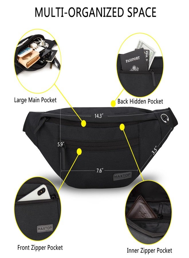 MAXTOP Large Crossbody Fanny Pack with 4-Zipper Pockets,Gifts for Enjoy Sports Festival Workout Traveling Running Casual Hands-Free Wallets Waist Pack Phone Bag Carrying All Phones - Image 3