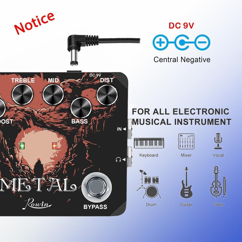 Rowin LTL-03 Metal Guitar Effect Pedal Full Metal Case True Bypass - Image 4