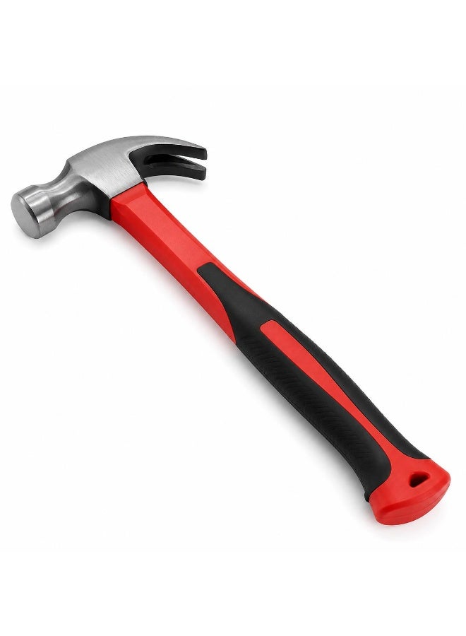 Professional Claw Hammer with High Carbon Steel Head and Shock-Absorbing Fiberglass Anti-Slip Handle for Woodworking and Home DIY Repair - Image 1