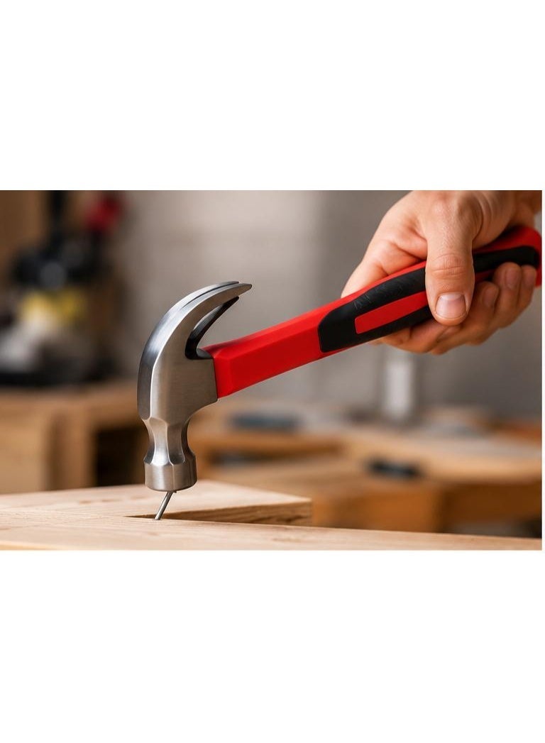 Professional Claw Hammer with High Carbon Steel Head and Shock-Absorbing Fiberglass Anti-Slip Handle for Woodworking and Home DIY Repair - Image 3