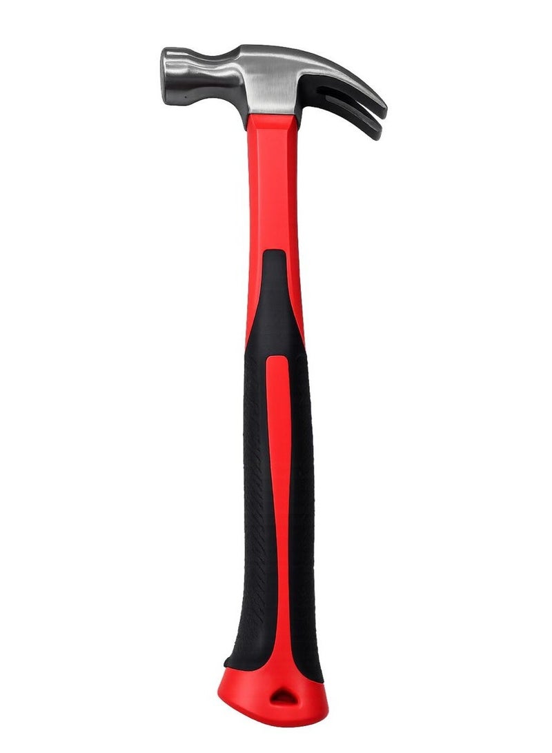 Professional Claw Hammer with High Carbon Steel Head and Shock-Absorbing Fiberglass Anti-Slip Handle for Woodworking and Home DIY Repair - Image 2