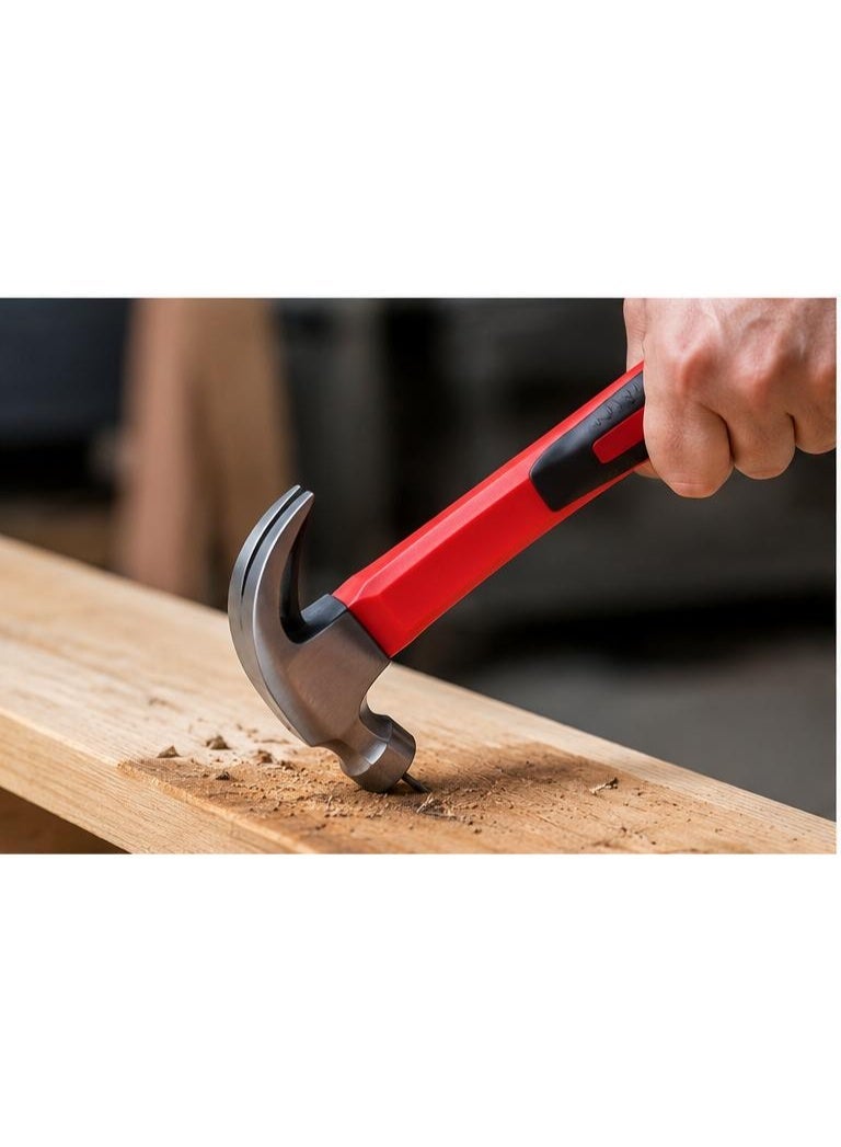 Professional Claw Hammer with High Carbon Steel Head and Shock-Absorbing Fiberglass Anti-Slip Handle for Woodworking and Home DIY Repair - Image 5