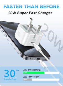POWER LIFE 20W Fast Charger  for iPhone , Foldable iPhone Charger Type C Plug with 1.5M USB C Cable iPhone for 16/16 Pro/16Pro Max/15/15 Pro/15 Pro Max/iPad/iPad Pro/AirPods  - Image 2