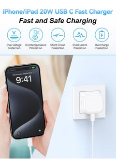 POWER LIFE 20W Fast Charger  for iPhone , Foldable iPhone Charger Type C Plug with 1.5M USB C Cable iPhone for 16/16 Pro/16Pro Max/15/15 Pro/15 Pro Max/iPad/iPad Pro/AirPods  - Image 3