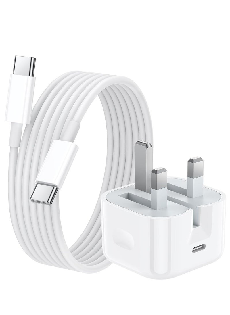 POWER LIFE 20W Fast Charger  for iPhone , Foldable iPhone Charger Type C Plug with 1.5M USB C Cable iPhone for 16/16 Pro/16Pro Max/15/15 Pro/15 Pro Max/iPad/iPad Pro/AirPods  - Image 1
