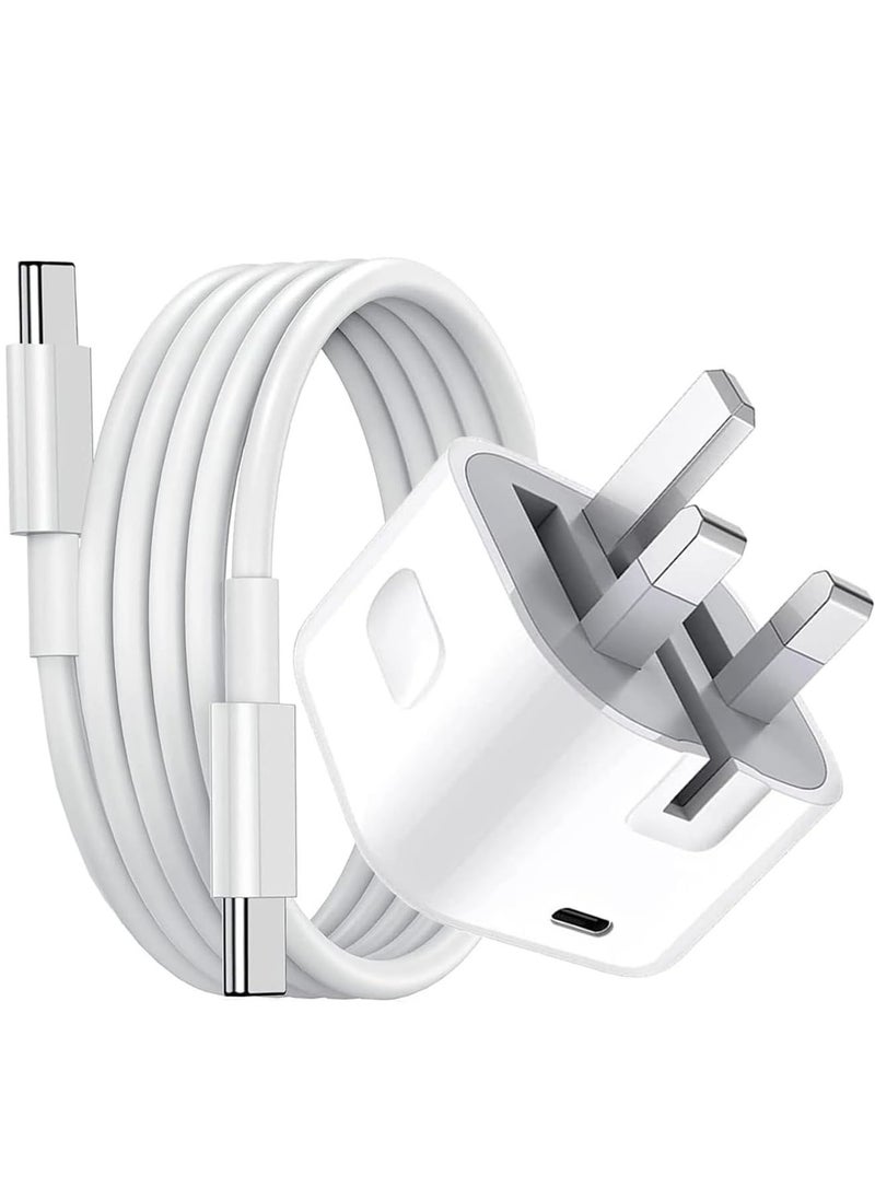 XnYao - 20W Type C Charger For iPhone 16 15 Fast Charging With 1.5M Cable , Foldable iPhone Charger Type C Plug  For iPhone 16 /16 Plus/16 Pro/16 Pro Max/iPhone 15/15 Pro Max/iPad Pro/AirPods - Image 1