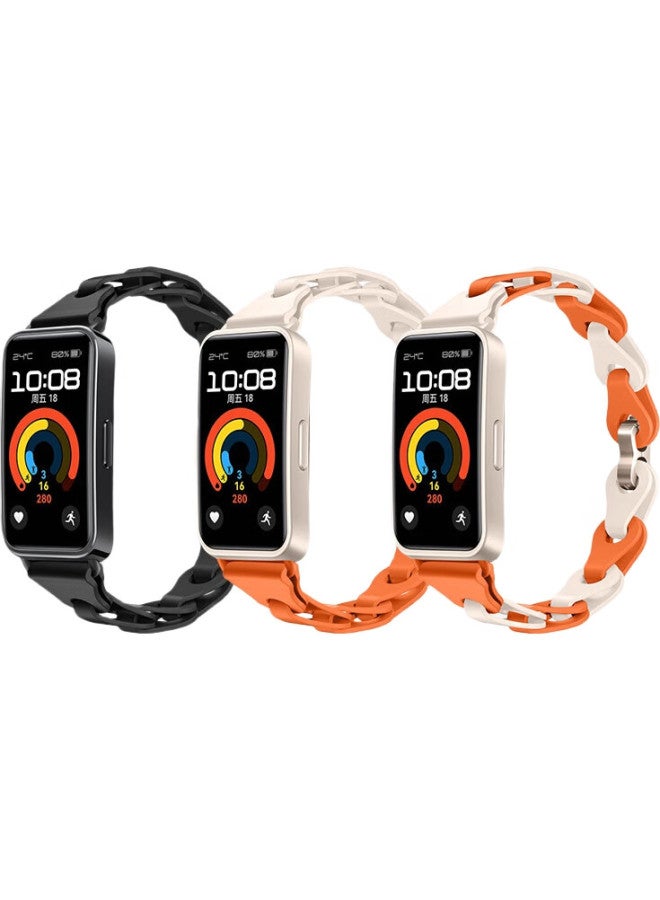 Wei Qiantu حزام ويكوانتو متوافق مع هواوي باند 9/8، سوار سيليكون مجوف عصري للرجال والنساء، سلسلة حزام ساعة مع مشبك، لون ضوء النجوم (مشبك ذهبي فاتح) - Image 3