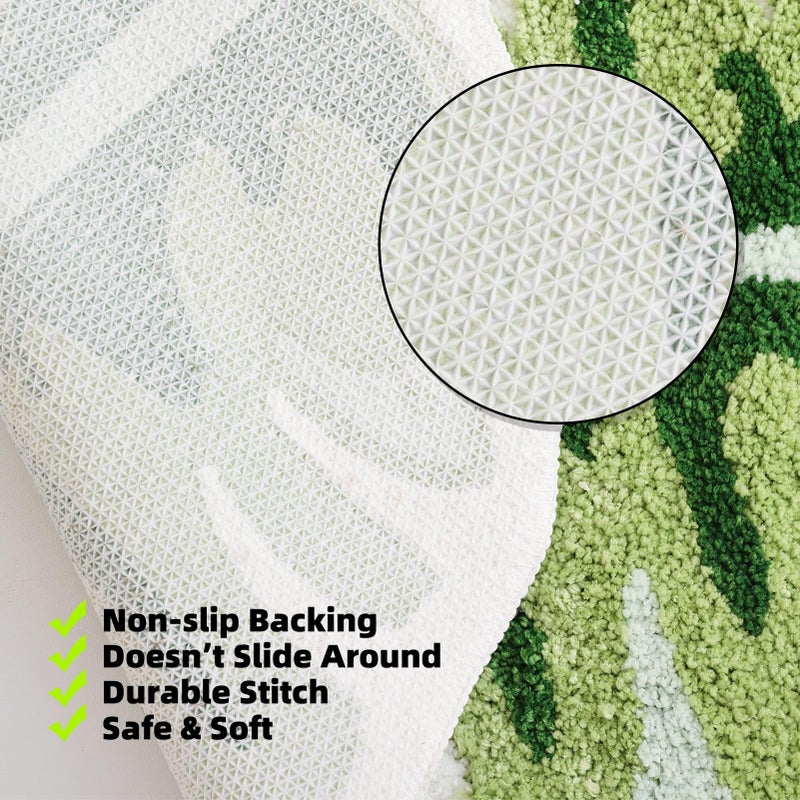Panstar Green Leaf Bath Mat  Large Banana Leaf Plant Bathroom Runner Rug Non Slip Absorbent Cute Palm Shaped Bathtub Rug Bathroom Plush Shower Rugs (45""X20"") - Image 3