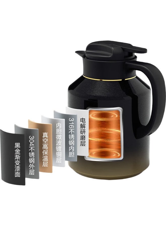 JD.com Jd Jingzao Teapot, Tea Brewing And Steeping Pot, Tea Ceremony Pot With Stove, [Long And Short Dual Tea Compartments], 316 Stainless Steel, Black And Gold 2L - Image 3