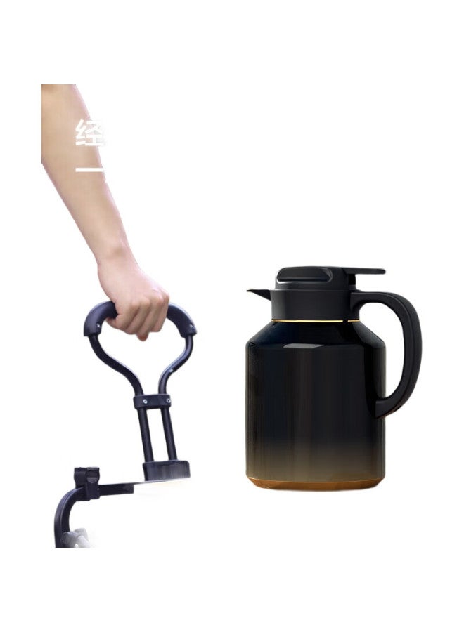 JD.com Jd Jingzao Teapot, Tea Brewing And Steeping Pot, Tea Ceremony Pot With Stove, [Long And Short Dual Tea Compartments], 316 Stainless Steel, Black And Gold 2L - Image 1