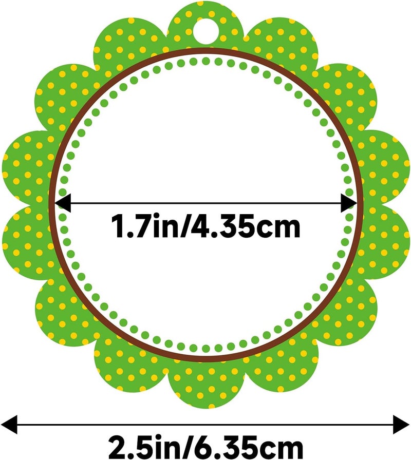 g2plus 50PCS Green Scalloped Gift Tags, 2.5in Round Scalloped Gift Tags with String, Large Blank Paper Hanging Labels Craft Tag with Green and White Polka Dots Edge Design for Arts Crafts Packaging - Image 2