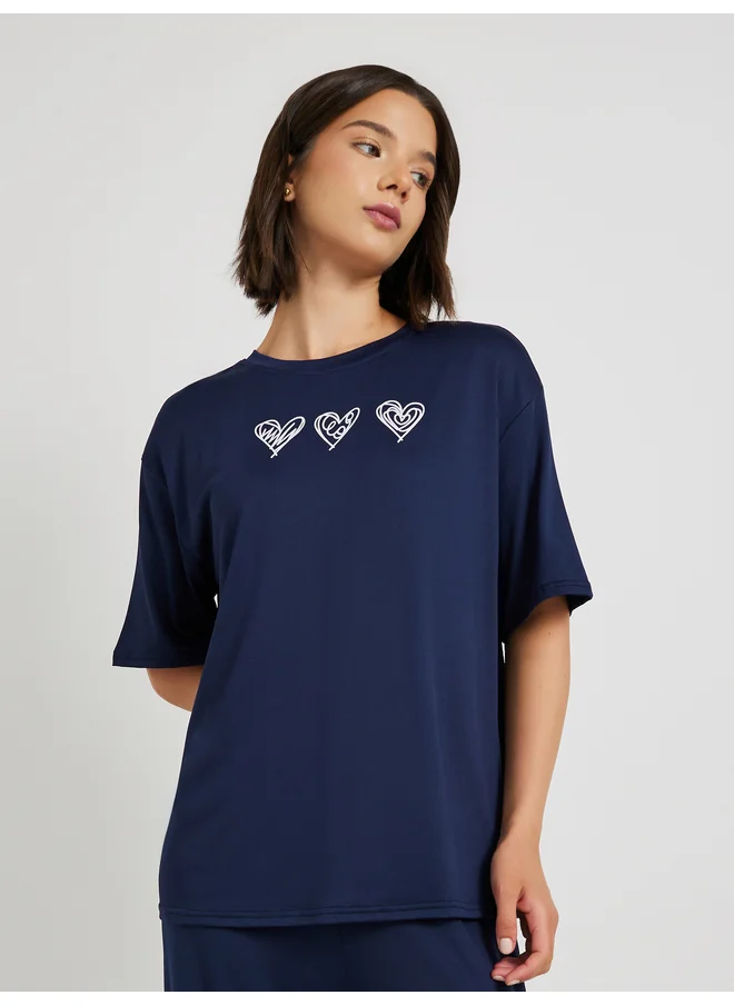 Take Two Take Two Graphic Print Oversized T-Shirt and Pyjama Sets