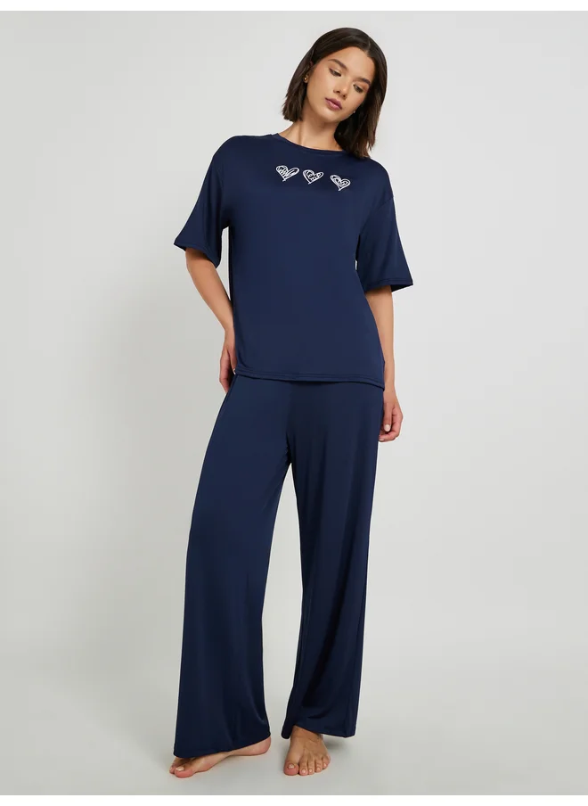 Take Two Take Two Graphic Print Oversized T-Shirt and Pyjama Sets