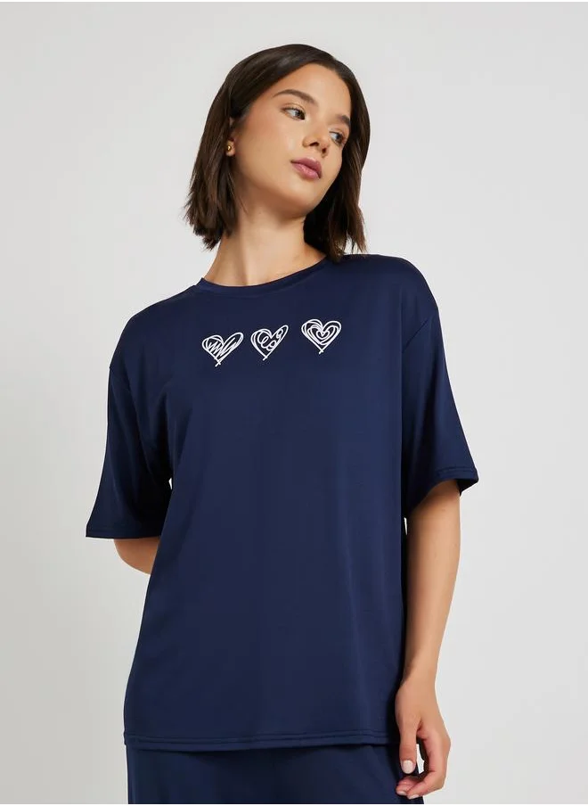 Take Two Take Two Graphic Print Oversized T-Shirt and Pyjama Sets