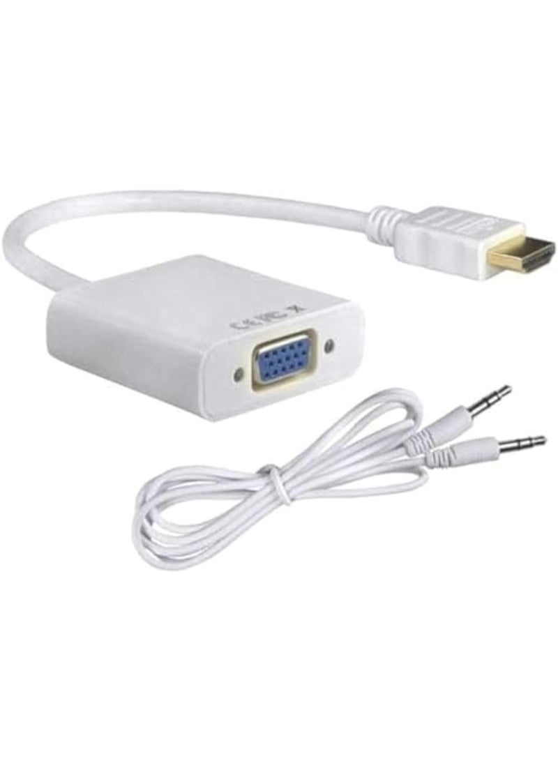 2PCS HDMI to VGA Converter Adapter with 3.5mm Audio + VGA Cable Male to Male – HDMI to VGA Adapter for Laptop PC Monitor TV Projector - Image 3