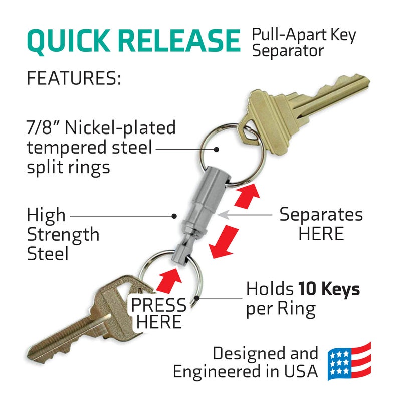 Lucky Line Quick Release Keychain, unisex, adult, Nickel-Plated Brass, 1 Per Pack (70701) - Image 3