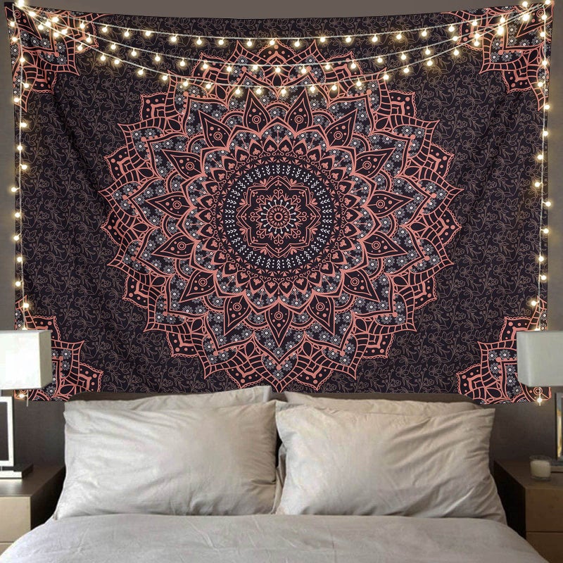 Edeesky Black Pink Mandala Tapestry Wall Hanging Vintage Tapestries Aesthetic Hippie Decor Bohemian Wall Art Boho Home Decoration for Bedroom,Living Room,Dorm - Image 2