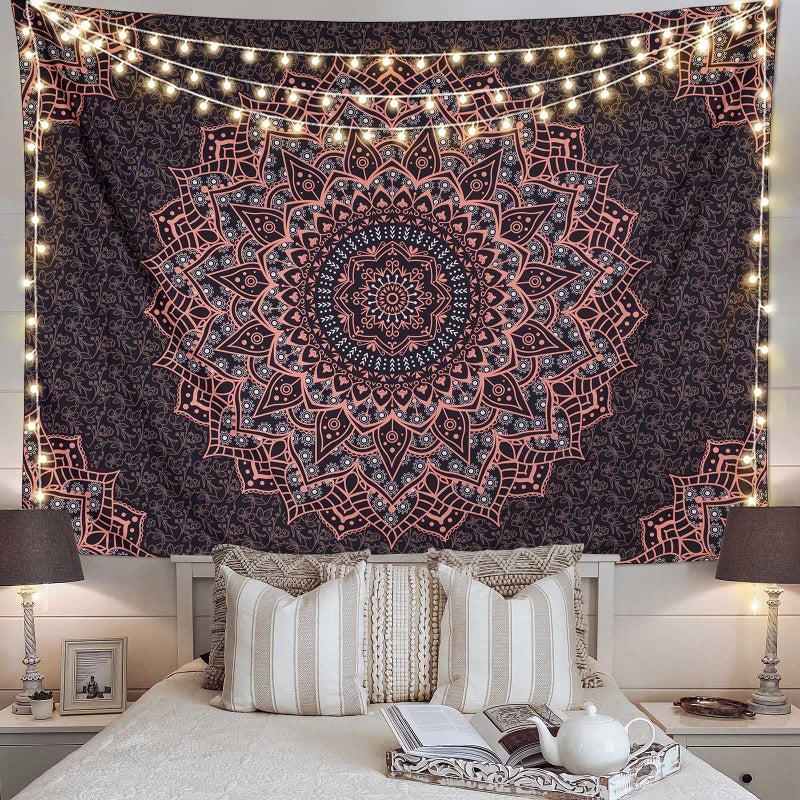 Edeesky Black Pink Mandala Tapestry Wall Hanging Vintage Tapestries Aesthetic Hippie Decor Bohemian Wall Art Boho Home Decoration for Bedroom,Living Room,Dorm - Image 1